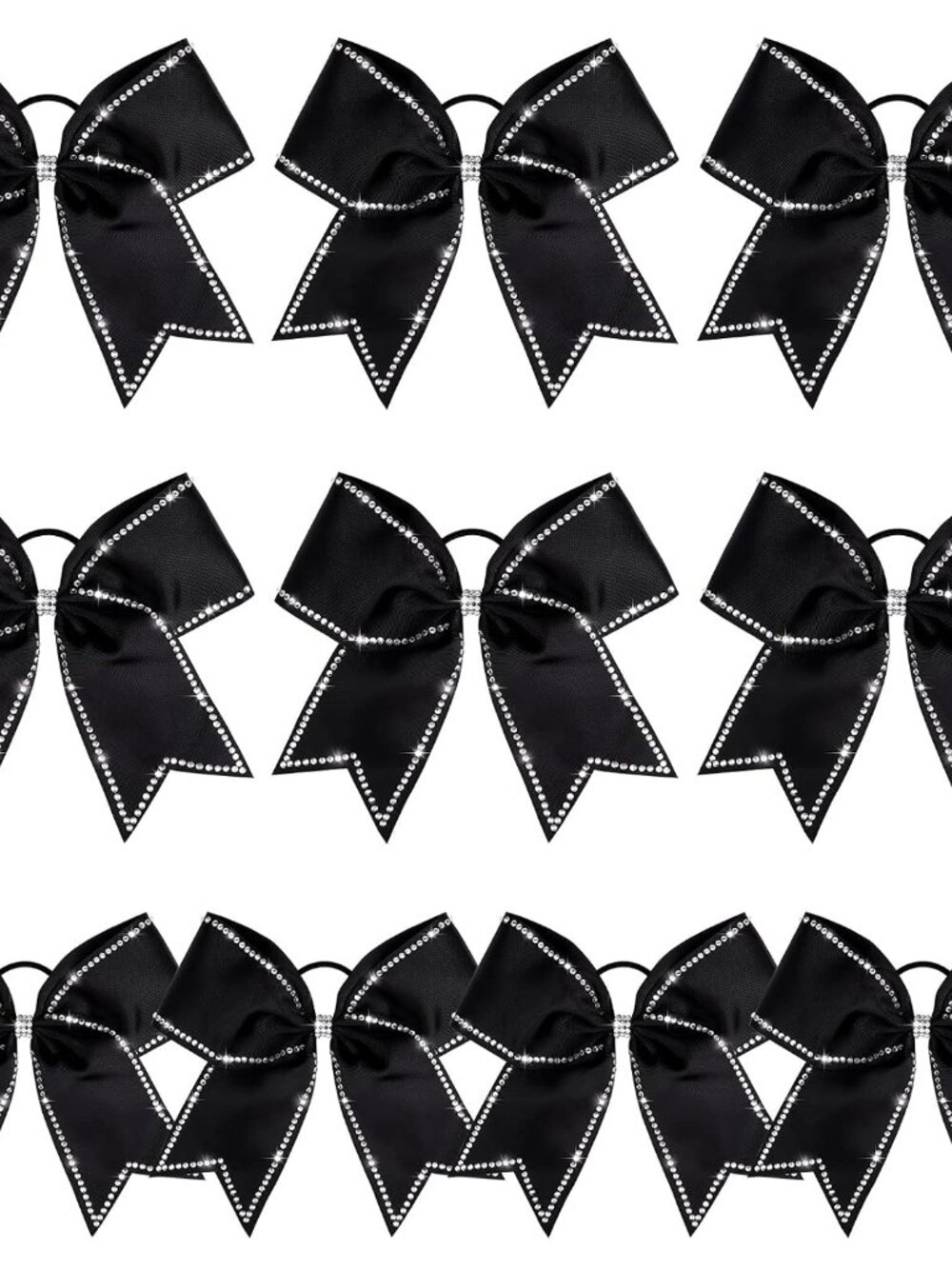 10 PCS 8" Rhinestones Large Cheer Hair Bows Glitter Cheer Ponytail Holder Handma